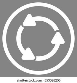 Rotate Ccw vector icon. Style is flat circled symbol, white color, rounded angles, gray background.