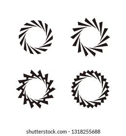 Rotate the circle symbol icon template with gear a sharp section in each area with background