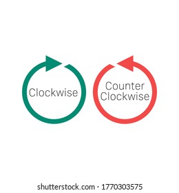 Rotate clockwise and rotate counterclockwise arrows. Stock vector illustration isolated on white background.