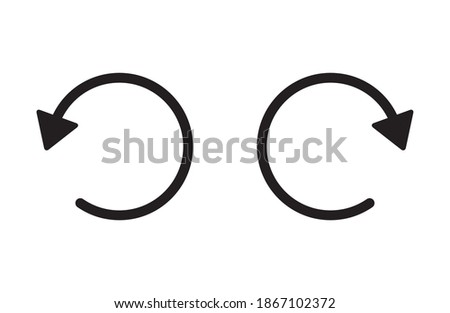 Rotate clockwise and counterclockwise or redo and undo action line art vector icon for apps and websites