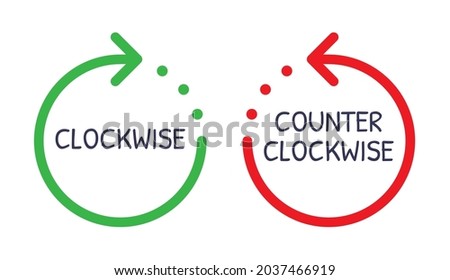 Rotate clockwise in green colour and rotate counterclockwise arrows in red sign icon