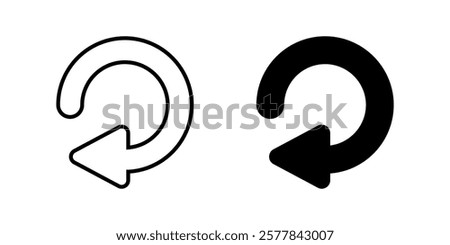 rotate clockwise Icon set. Symbol isolated white background. vector illustration. color editable.