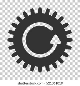 Rotate Cog icon. Vector pictograph style is a flat symbol, gray color, chess transparent background. Designed for software and web interface toolbars and menus.