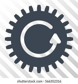Rotate Cog vector icon. Illustration style is flat iconic smooth blue symbol on a hatch transparent background.