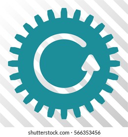 Rotate Cog vector icon. Illustration style is flat iconic soft blue symbol on a hatch transparent background.