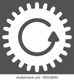 Rotate Cog vector icon. Style is flat graphic symbol, white color, gray background.