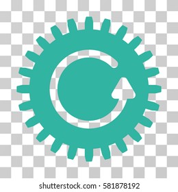 Rotate Cog vector pictograph. Illustration style is a flat iconic cyan symbol on a transparent background.