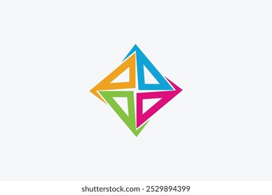 rotate colorful square geometric shape logo design template