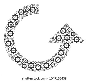Rotate composition of mechanical wheels. Vector cog wheel elements are united into rotate mosaic.