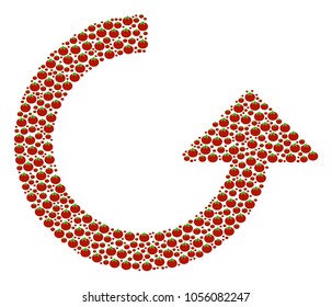 Rotate composition of tomato vegetables. Vector tomato symbols are organized into rotate composition. Natural vector design concept.