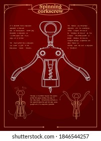 rotate the corkscrew. bottle opener accessory. poster for restaurant