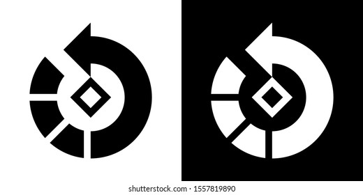 Rotate Counter Clockwise Symbol. Glyph Icon in White and Black Version.