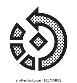 Rotate Counter Clockwise Symbol. Icon Filled with Dots.