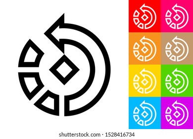 Rotate Counter Clockwise Symbol. Line Icon With Different Color Background.