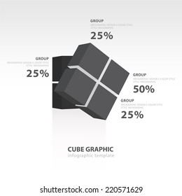 rotate cube infographic template  black color balance