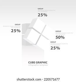 rotate cube infographic template   white color balance