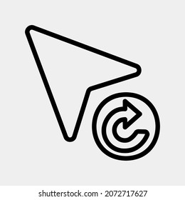 Rotar la ilustración vectorial del icono del cursor en el estilo de línea, usar para presentación de aplicaciones móviles del sitio web