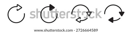 Rotate CW and Rotate CCW Icon Set, in Line and Solid Style, UI UX Icon, Vector Illustration.