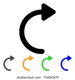 Rotate CW icon. Vector illustration style is a flat stroke iconic rotate CW symbol with black, grey, green, blue, yellow color versions. Designed for web and software interfaces.