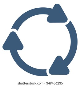 Rotate Cw vector icon. Style is flat symbol, blue color, rounded angles, white background.