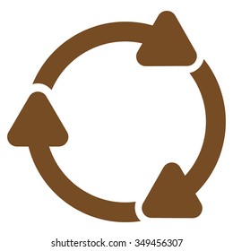 Rotate Cw vector icon. Style is flat symbol, brown color, rounded angles, white background.