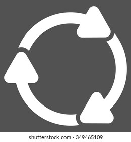 Rotate Cw vector icon. Style is flat symbol, white color, rounded angles, gray background.