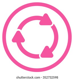 Rotate Cw vector icon. Style is flat circled symbol, pink color, rounded angles, white background.