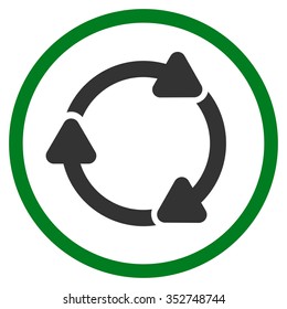 Rotate Cw vector icon. Style is bicolor flat circled symbol, green and gray colors, rounded angles, white background.