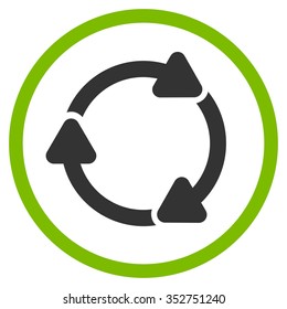 Rotate Cw vector icon. Style is bicolor flat circled symbol, eco green and gray colors, rounded angles, white background.