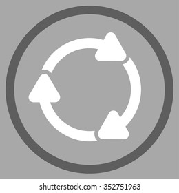 Rotate Cw vector icon. Style is bicolor flat circled symbol, dark gray and white colors, rounded angles, silver background.