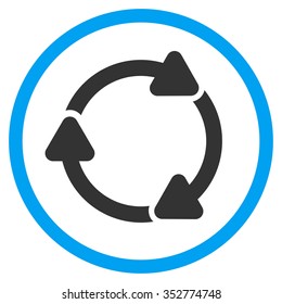Rotate Cw vector icon. Style is bicolor flat circled symbol, blue and gray colors, rounded angles, white background.