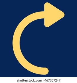 Rotate Cw vector icon. Style is outline flat icon symbol, yellow color, blue background.