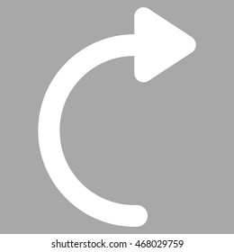 Rotate Cw vector icon. Style is contour flat icon symbol, white color, silver background.