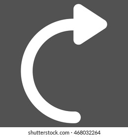 Rotate Cw vector icon. Style is contour flat icon symbol, white color, gray background.