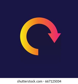 Rotate Down Website icon. Vector. Tool. button. symbol. object. on blue background