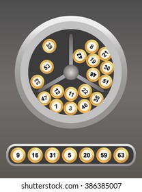 Rotate the drum with bingo balls bingo. Lottery counter. Flat vector illustration. Isolation on a gray background. Icon. logo
