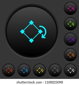 Rotate element dark push buttons with vivid color icons on dark grey background