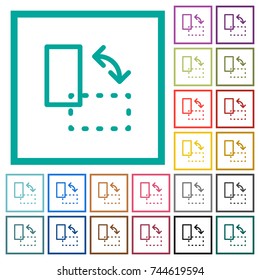 Rotate element flat color icons with quadrant frames on white background