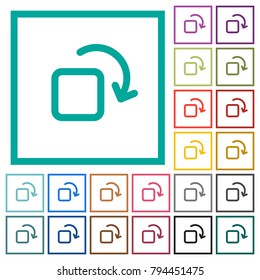 Rotate element flat color icons with quadrant frames on white background