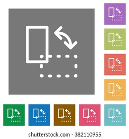 Rotate element flat icon set on color square background.