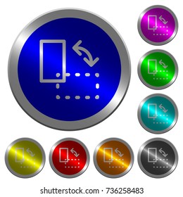 Rotate element icons on round luminous coin-like color steel buttons