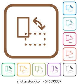 Rotate element simple icons in color rounded square frames on white background