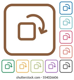 Rotate element simple icons in color rounded square frames on white background