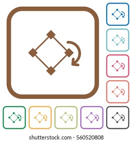Rotate element simple icons in color rounded square frames on white background