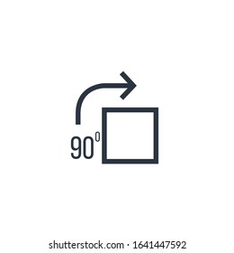 Rotate element square and arrow. 90 degree angle rotation tool clockwise. Stock Vector illustration isolated on white background.