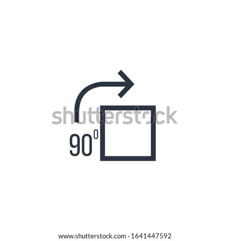Rotate element square and arrow. 90 degree angle rotation tool clockwise. Stock Vector illustration isolated on white background.