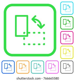 Rotate element vivid colored flat icons in curved borders on white background