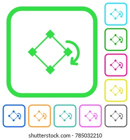 Rotate element vivid colored flat icons in curved borders on white background