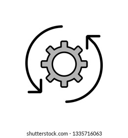 Rotate gear flat vector icon sign symbol
