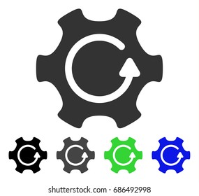 Rotate Gear flat vector pictogram. Colored rotate gear gray, black, blue, green icon variants. Flat icon style for application design.